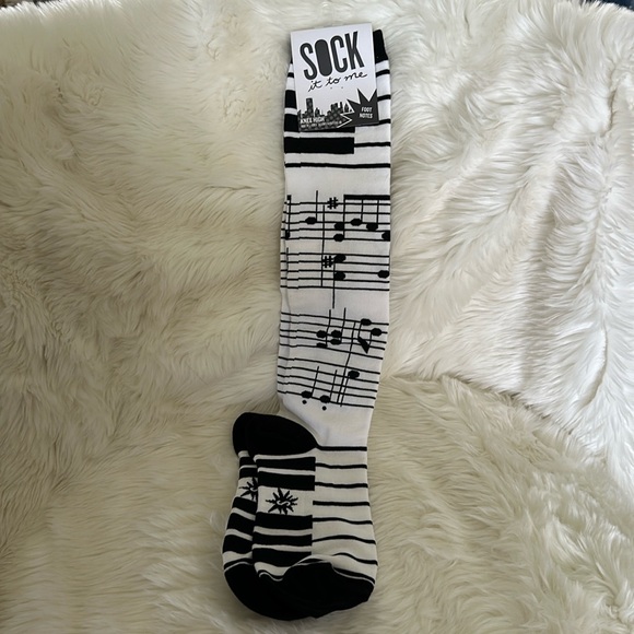 NWT SOCK it to me Size S Kneehigh socks musical note theme - Picture 2 of 6